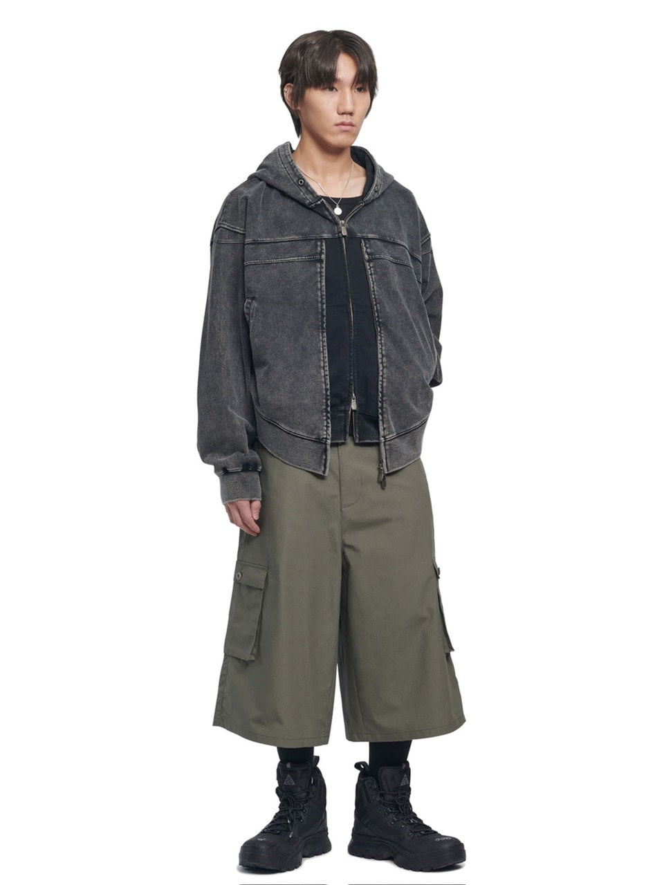 【NOMANUAL】VINTAGE LAYER HOODED ZIP-UP / 【ノーマニュアル】ビンテージレイヤードジップアップパーカー