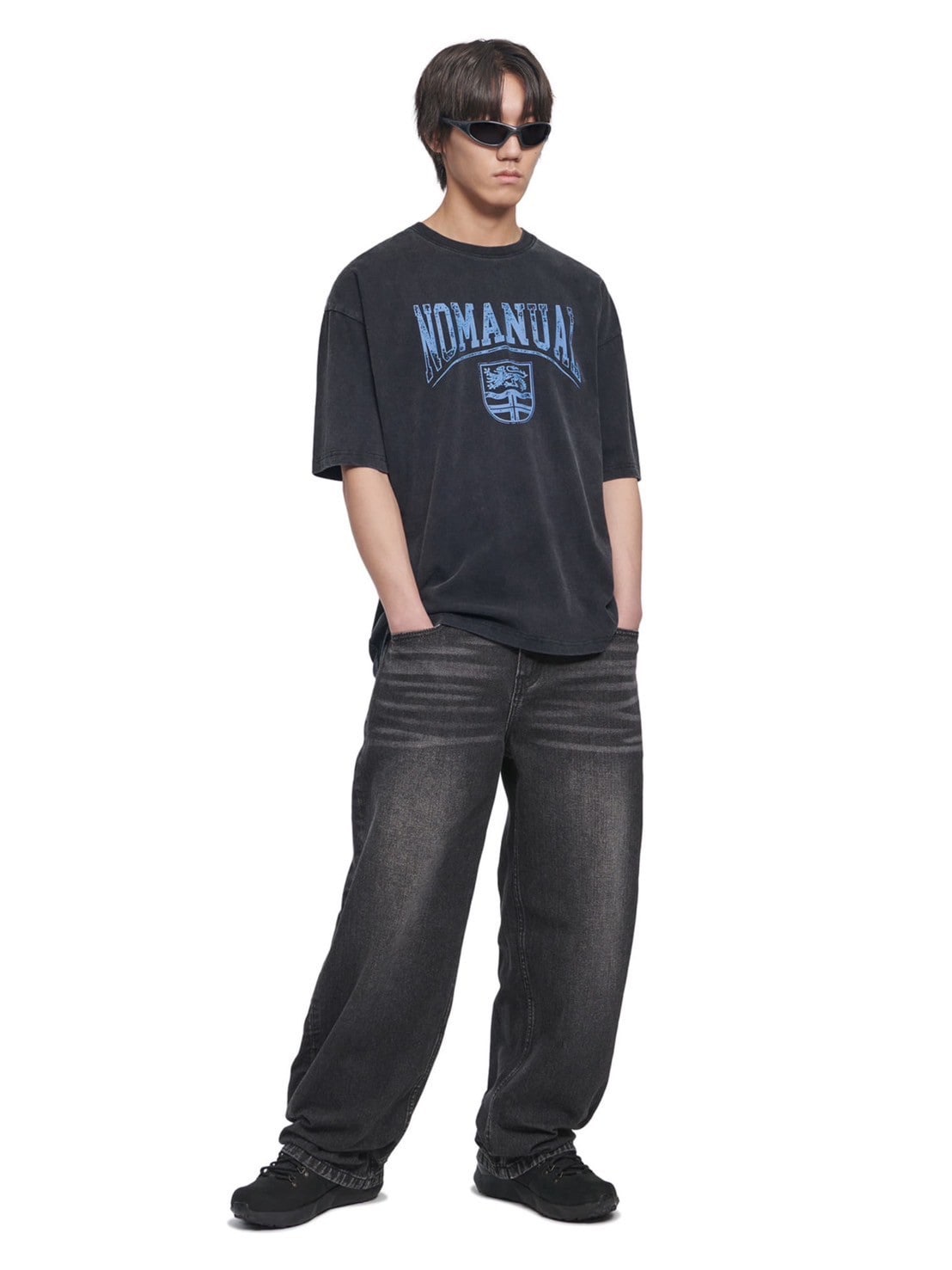【NOMANUAL】EMBLEM WASHED T-SHIRT