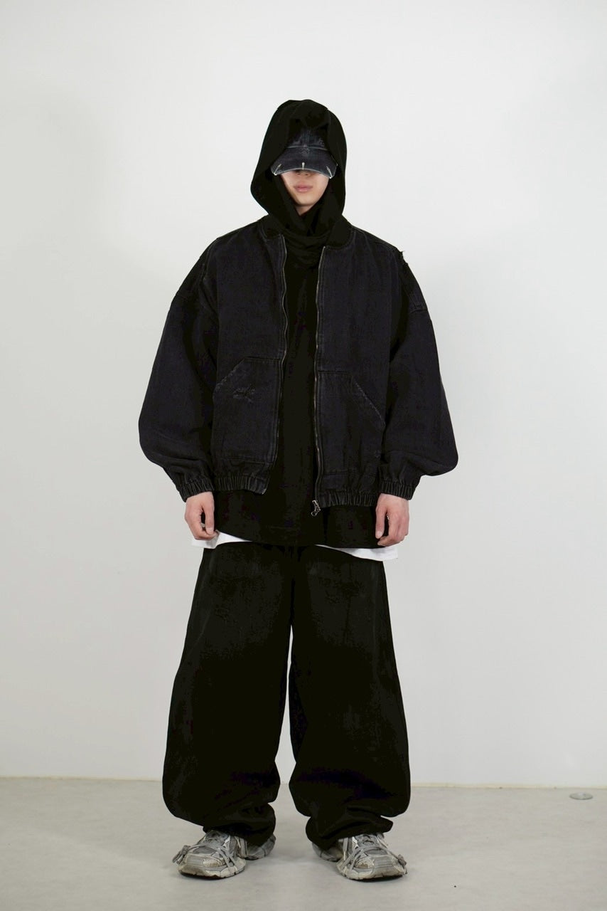 【Chikashitsu +】denim flight bomber jacket (2color)