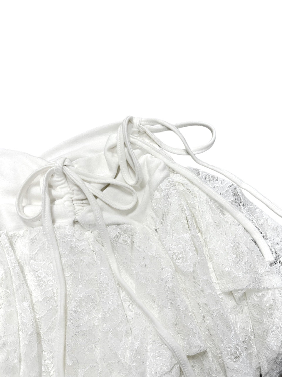 受注制【Never mind the XU】shirring frill lace skirt (2color)