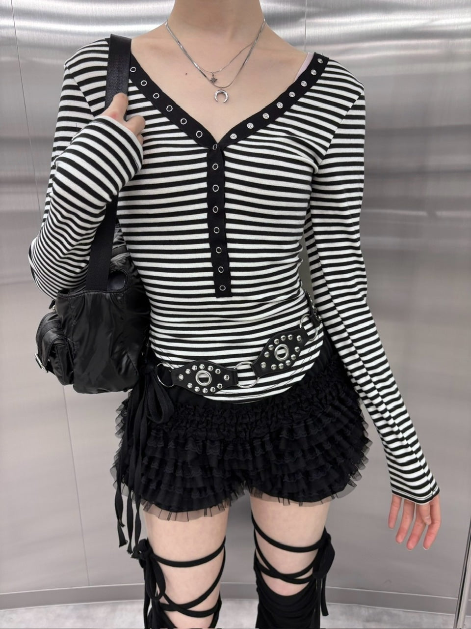 受注制【nmtc +】border snap long sleeve (2color)