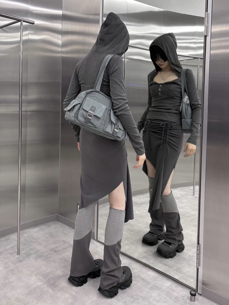 受注制【nmtc +】slit gather long skirt (2color)