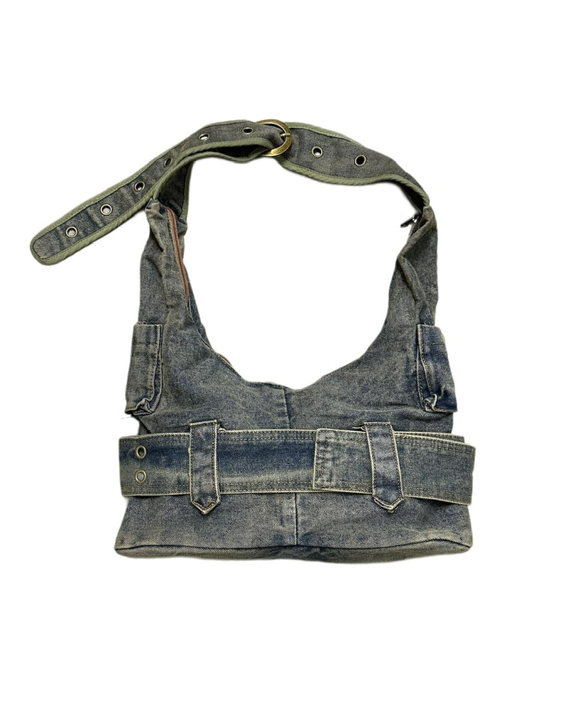 受注制【Never mind the XU】denim eyelet belt bag
