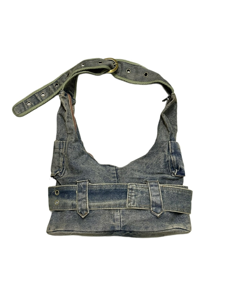 受注制【Never mind the XU】denim eyelet belt bag