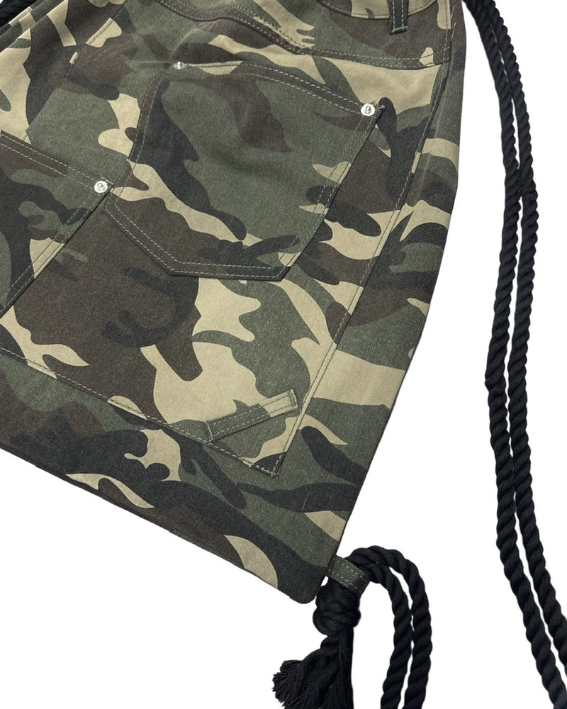 受注制【Never mind the XU】camouflage denim knapsack / 【ネバーマインドザエックスユー】カモフラージュナップザック