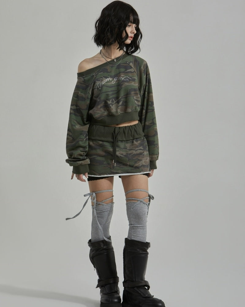 【GATELESS】CAMOUFLAGE MINI SKIRT PANTS