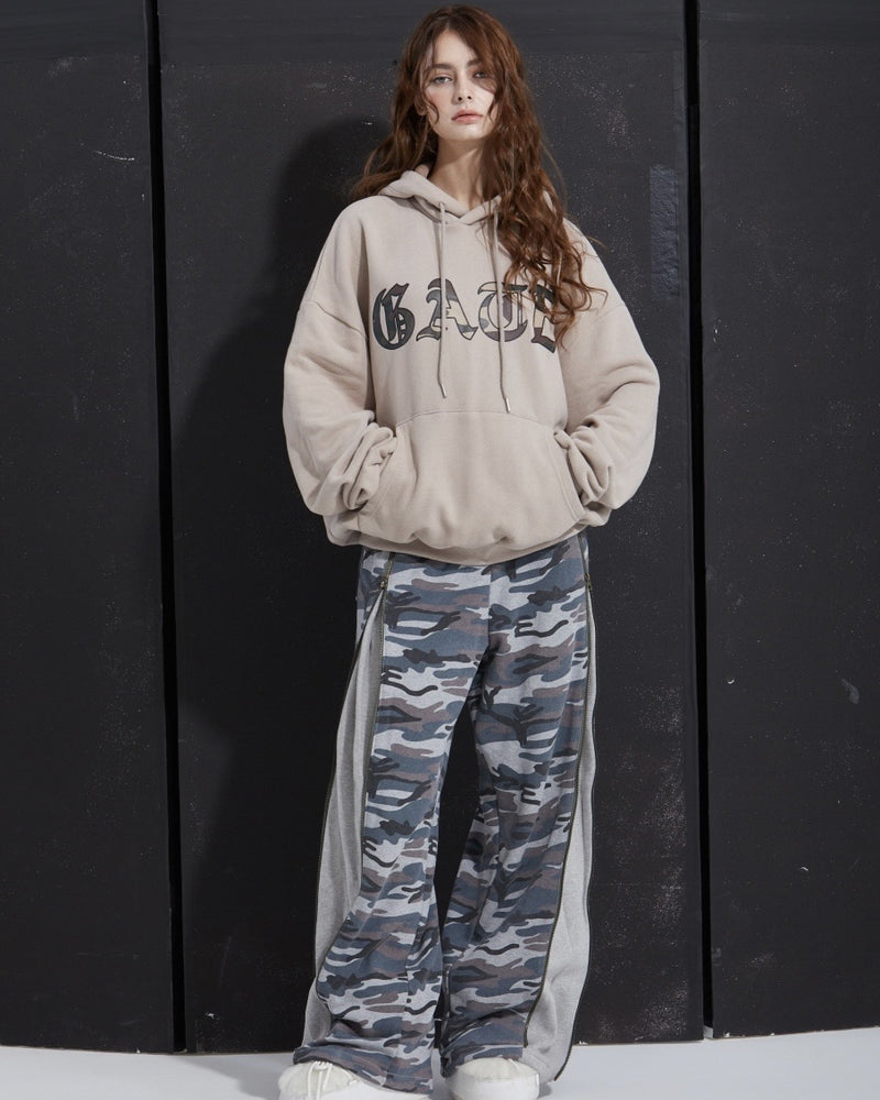 【GATELESS】SIDE ZIP CAMOUFLAGE SWEAT PANTS