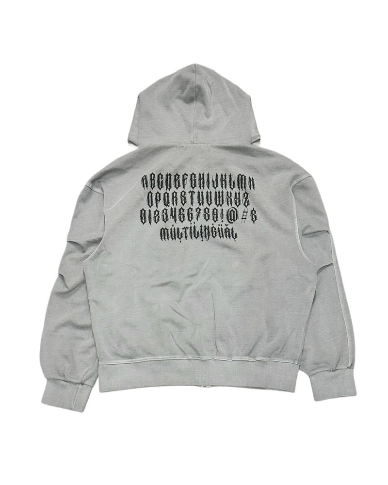 受注制【Never mind the XU】pigment lettering zip up hoodie (2color)