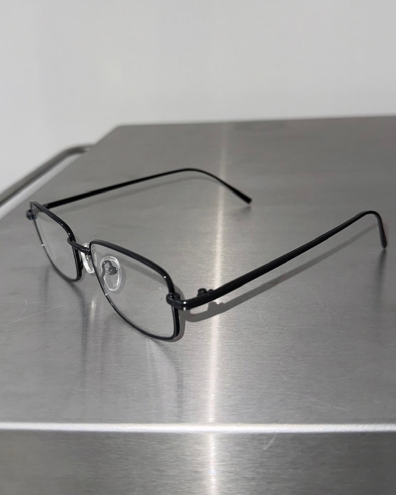 国際配送【Nerd out XU】black frame square glasses / 【ナードアウトエックスユー】ブラックフレームスクエアレンズメガネ