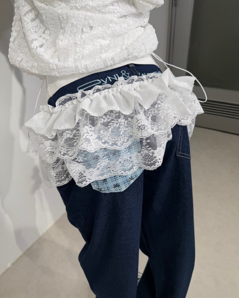 【Nerd out XU】lace layered frill skirt (2color)