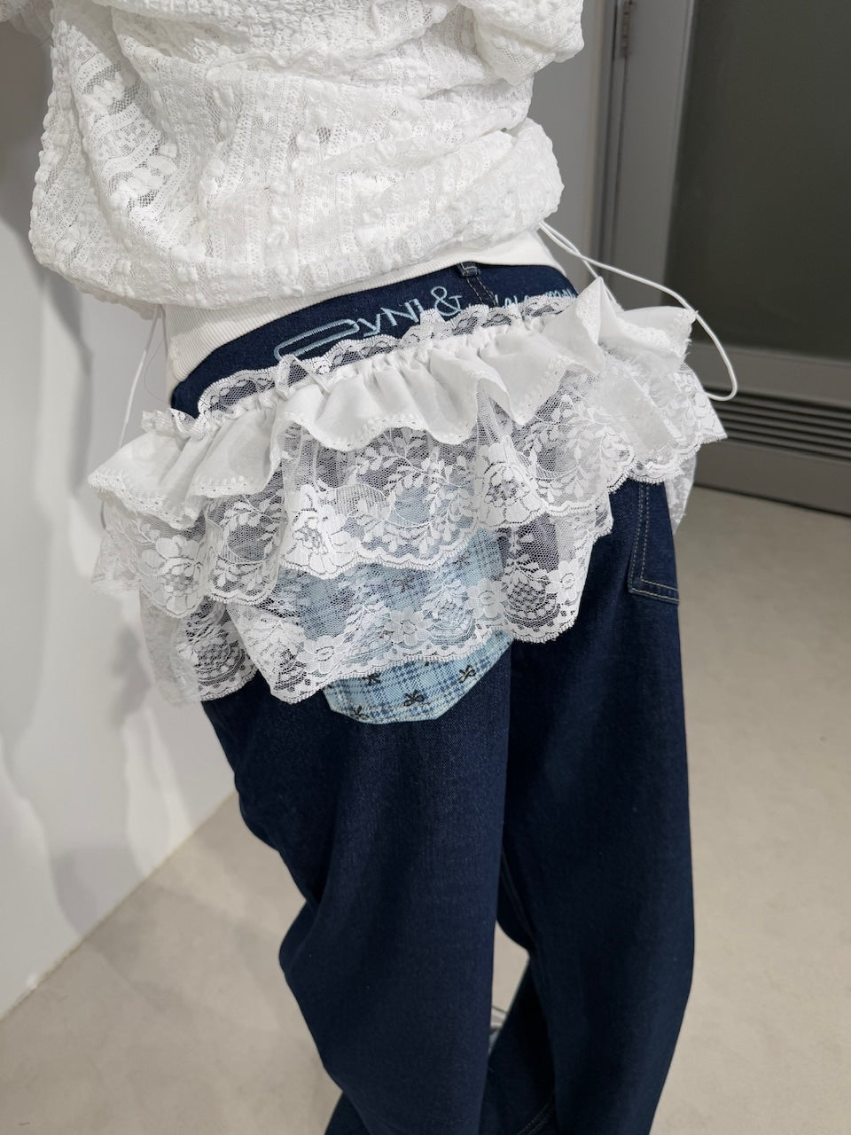 【Nerd out XU】lace layered frill skirt (2color)