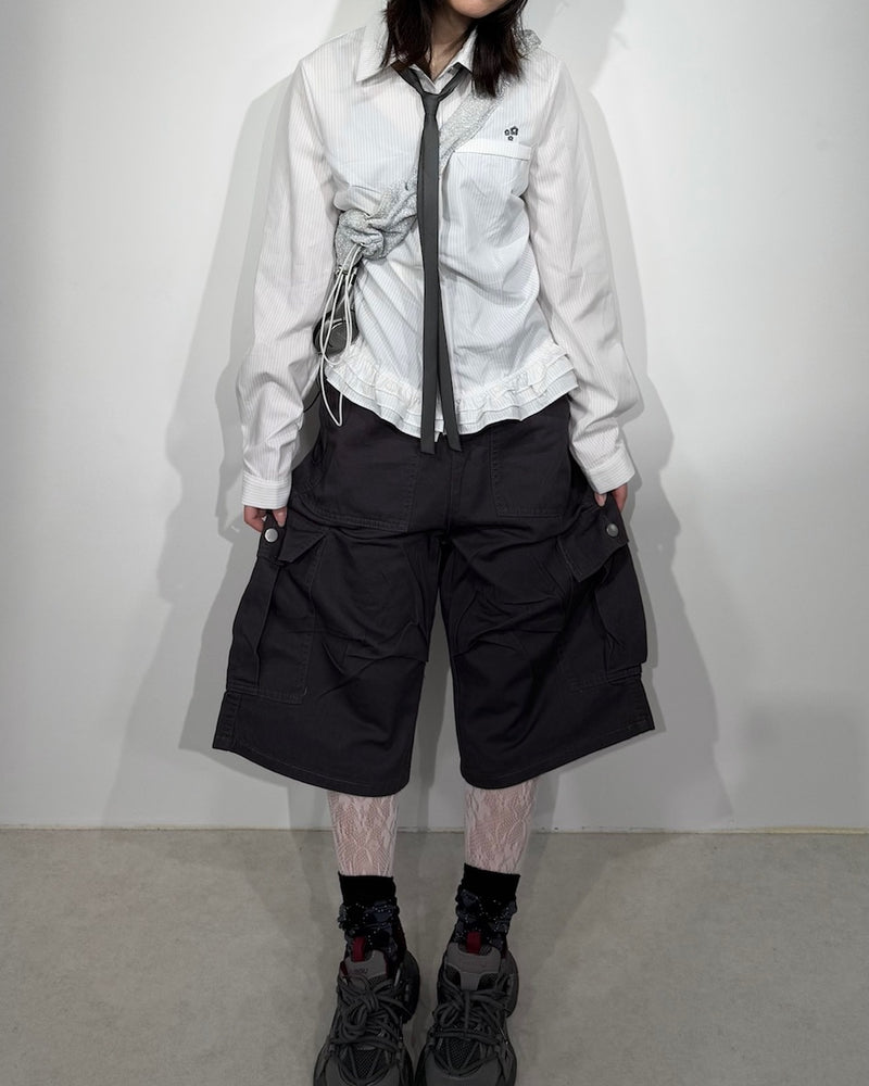 国際配送【Nerd out XU】tuck cargo half pants