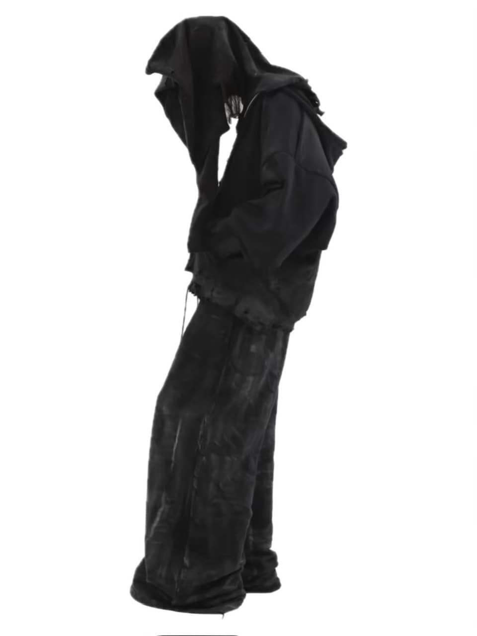 【CONCEPT NOTHING】AB INFERNO DESTROYED BLACK ZIPPER HOODIE