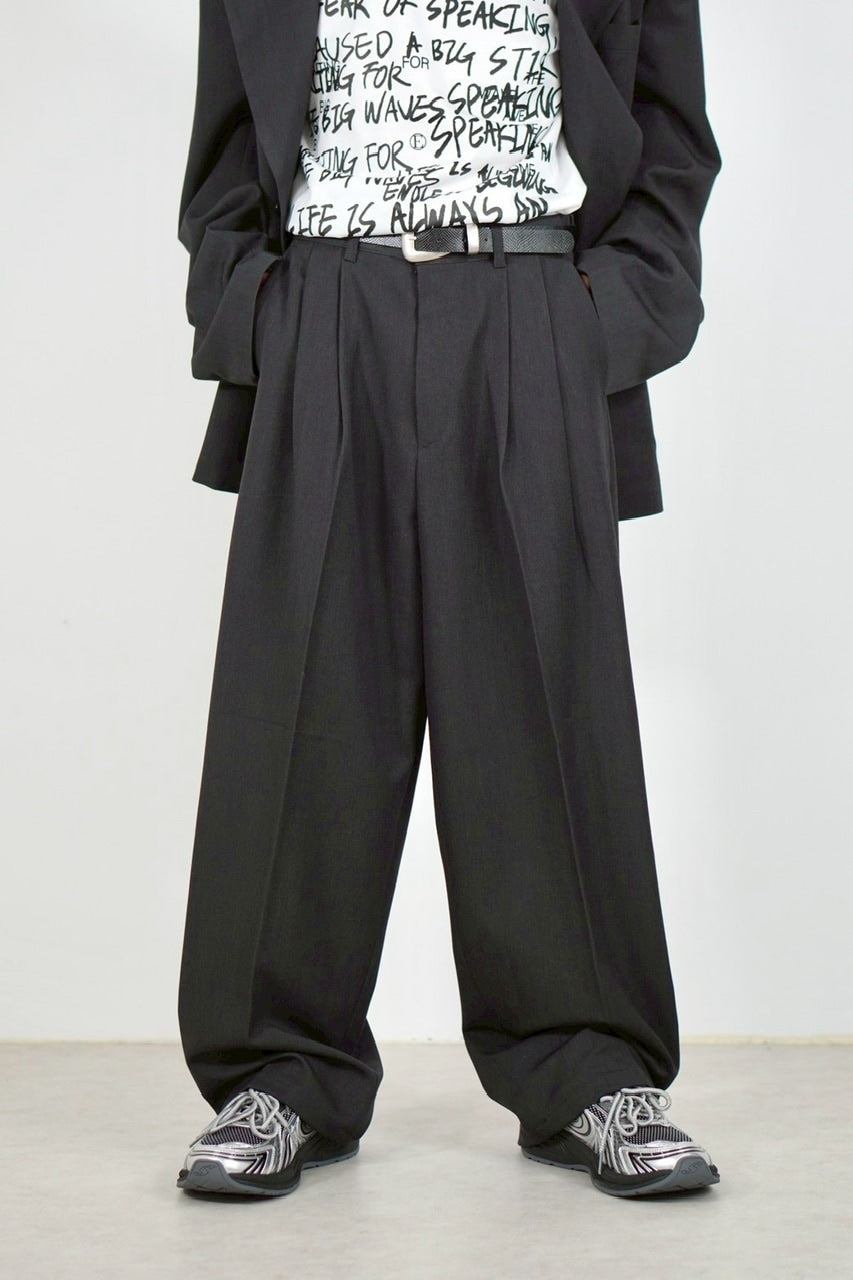 受注制【Chikashitsu +】easy semi wide slacks