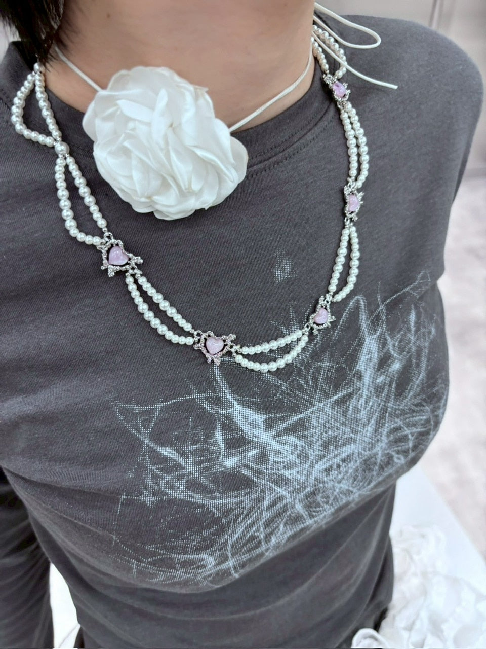受注制【nmtc +】stone heart pearl choker