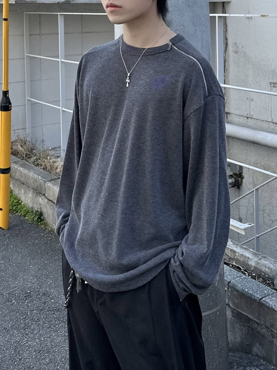 大阪店WEB限定【Chikashitsu +】shoulder zip long sleeve (2color
