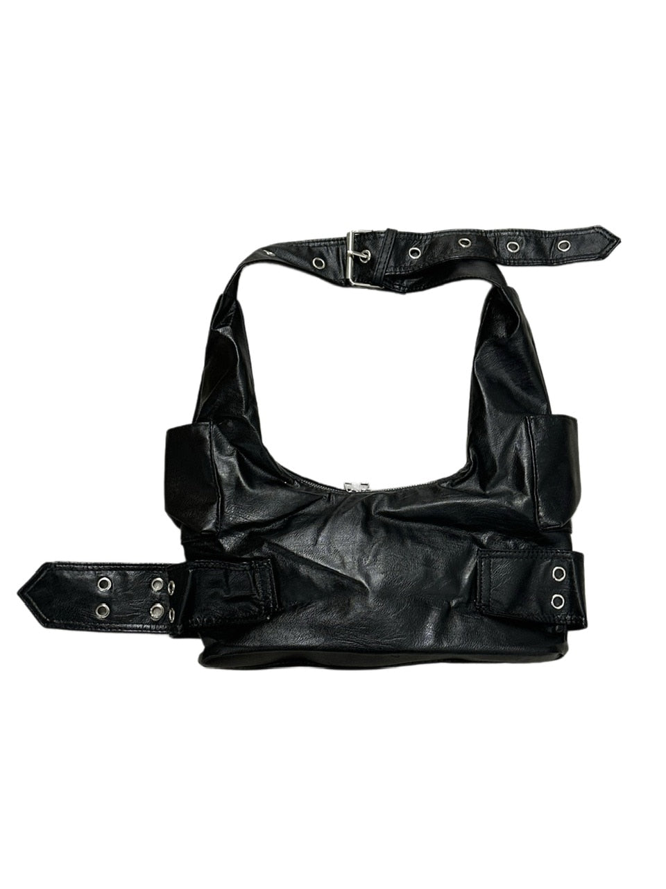 受注制【Never mind the XU】leather eyelet belt bag / 【ネバーマインド ザ エックスユー】レザーアイレットベルトショルダーバッグ