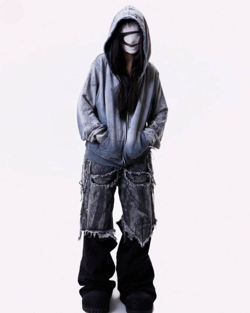 【Cozy world Wide】"005 CHAOS DREAM" WAXED GREY LAYER PANTS