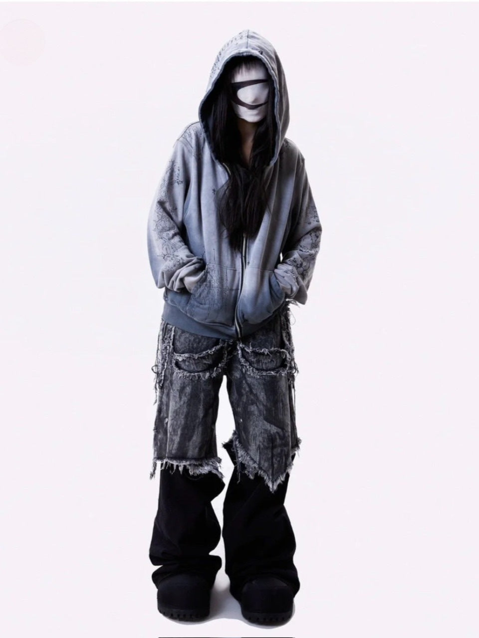 【Cozy world Wide】"005 CHAOS DREAM" WAXED GREY LAYER PANTS