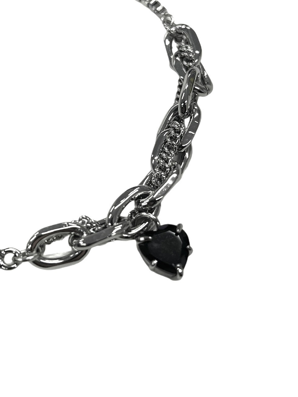 受注制【Never mind the XU】heart drop chain bracelet / 【ネバーマインドザエックスユー】ハートドロップチェーンブレスレットシルバーブレスレット