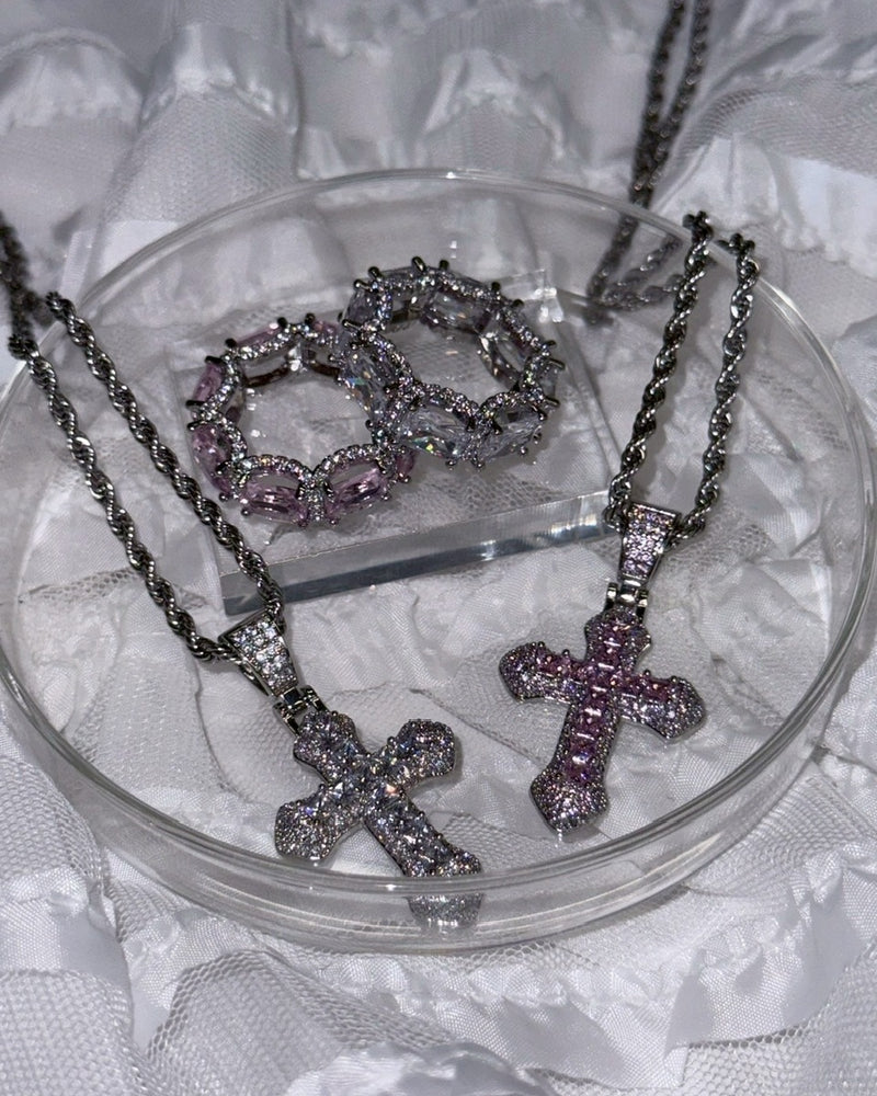 受注制【nmtc +】zirconia cross necklace (2color)