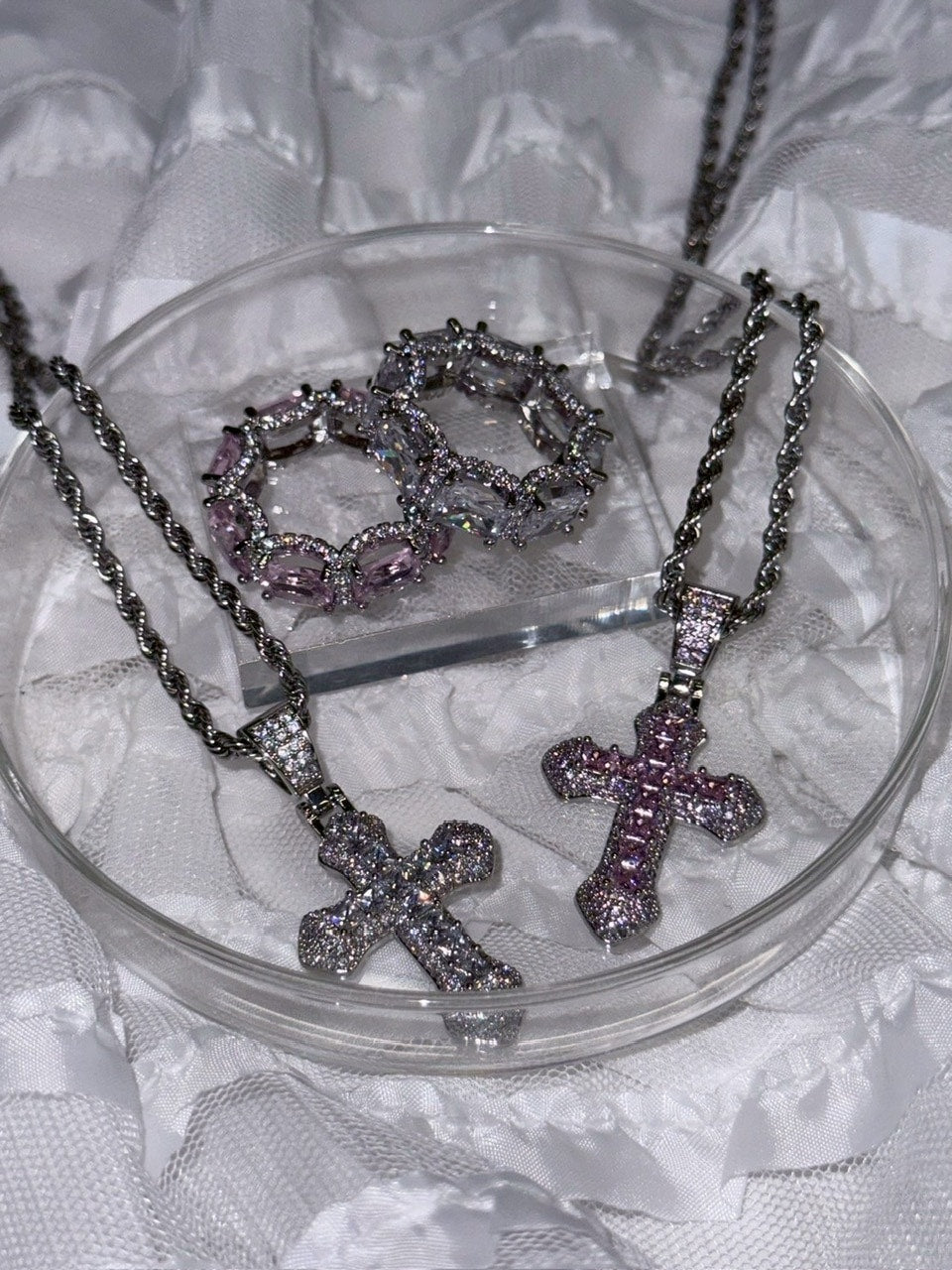 受注制【nmtc +】zirconia cross necklace (2color)