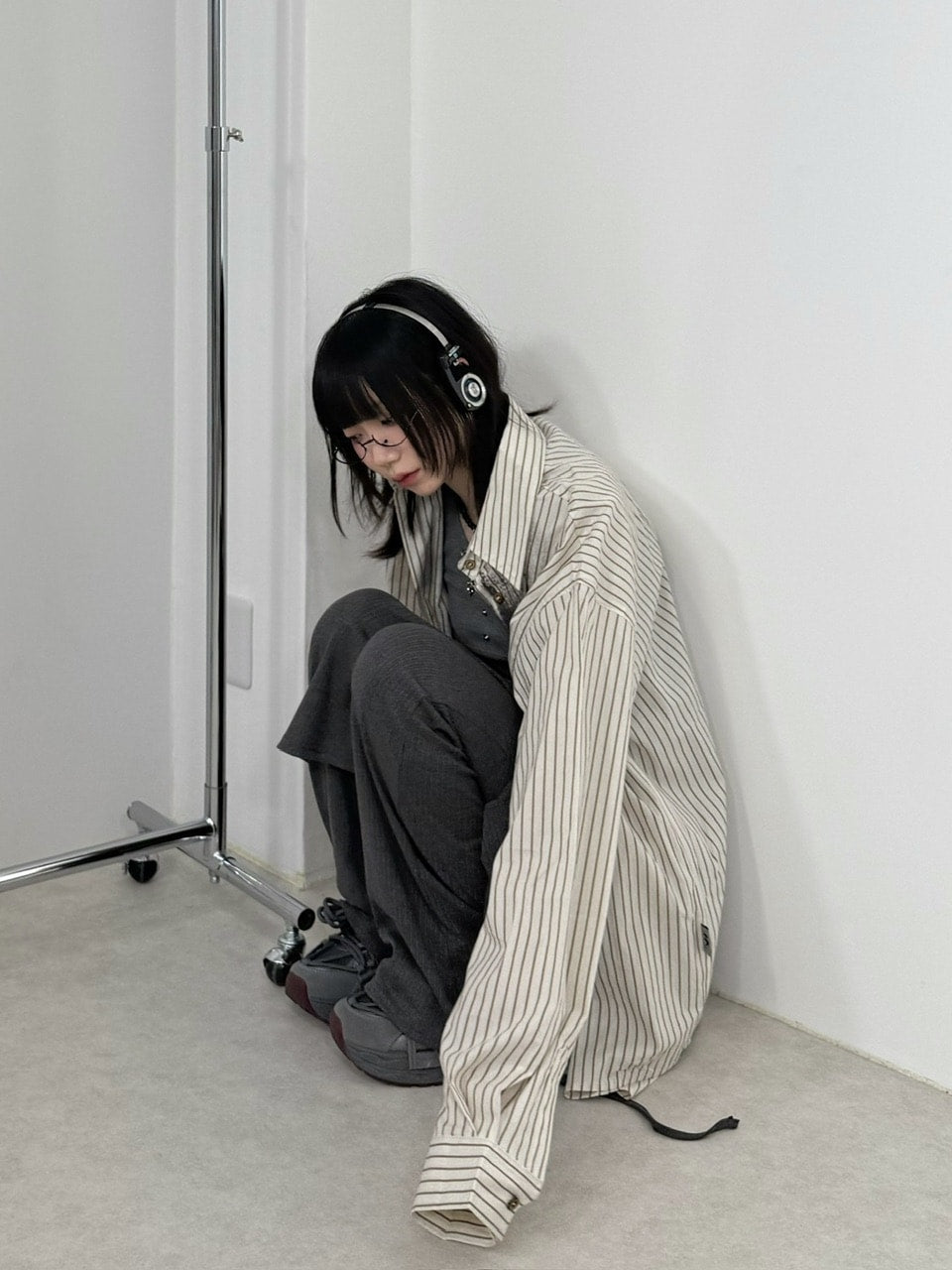 国際配送【Nerd out XU】layered rib flare pants