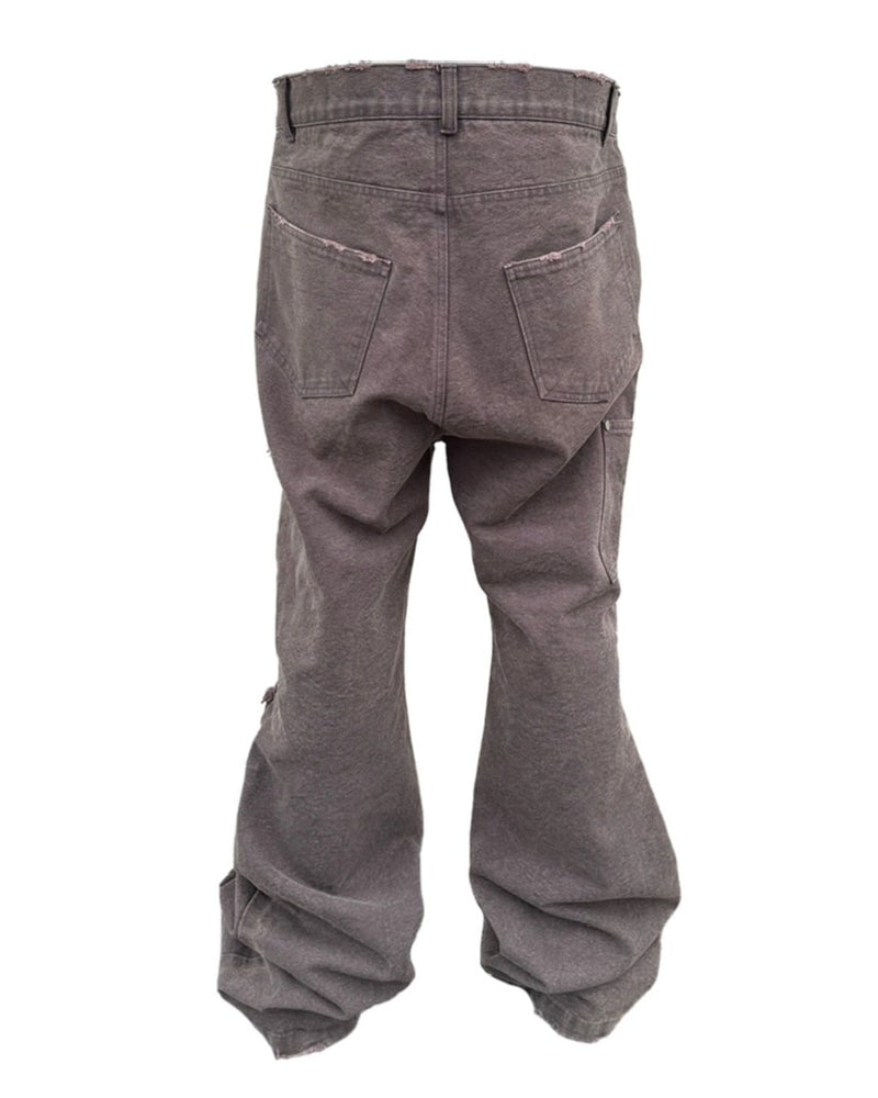 【BEBOF】DOUBLE KNEE DAMAGE FLARE DENIM PANTS