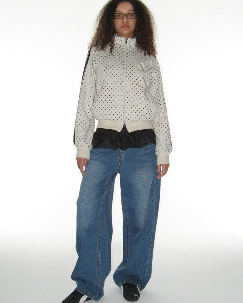 【CRANK】ROSE DOT TRACK JACKET / 【クランク】ローズドットダブルジップトラックジャケット