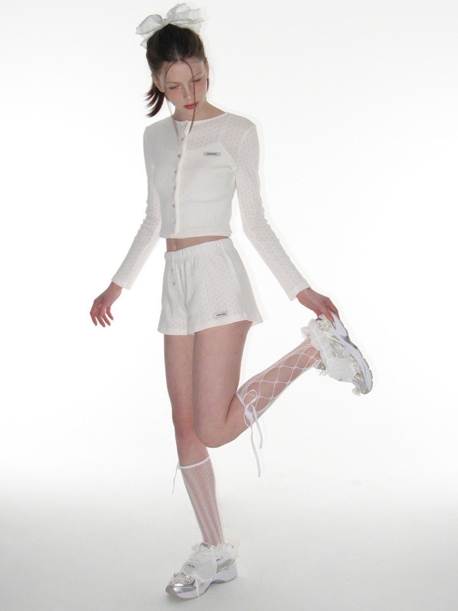 【CRANK】HEART BUTTON EYELET SHORTS