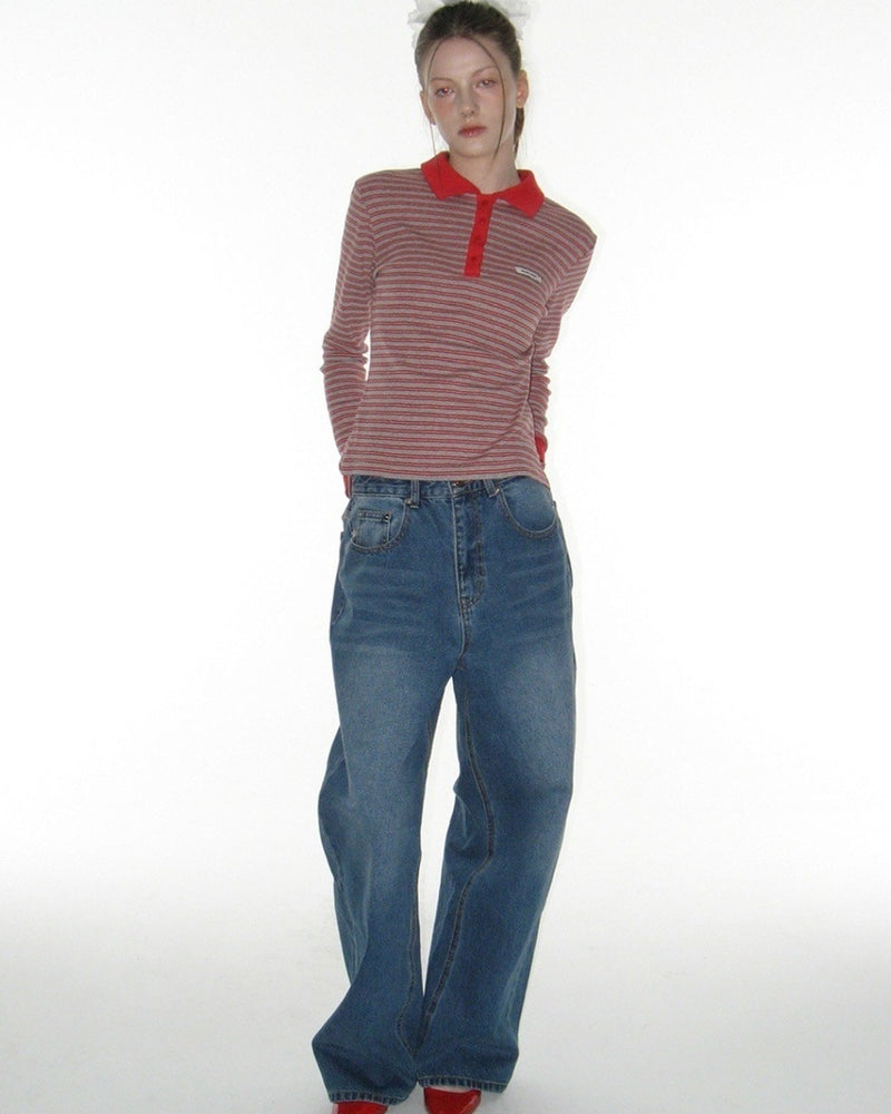 【CRANK】STUD WIDE JEANS