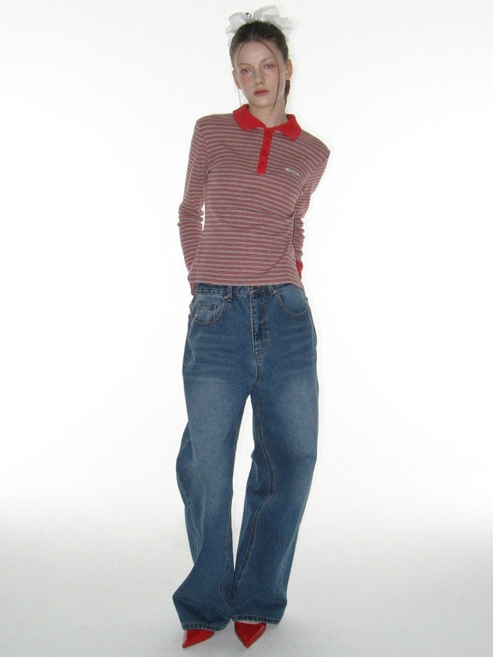 【CRANK】STUD WIDE JEANS