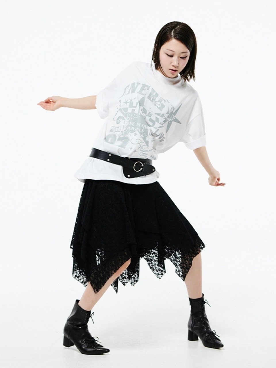 【HOLY NUMBER 7】OVERSIZED HIP HOP FIT STAR GRAPHIC T-SHIRT