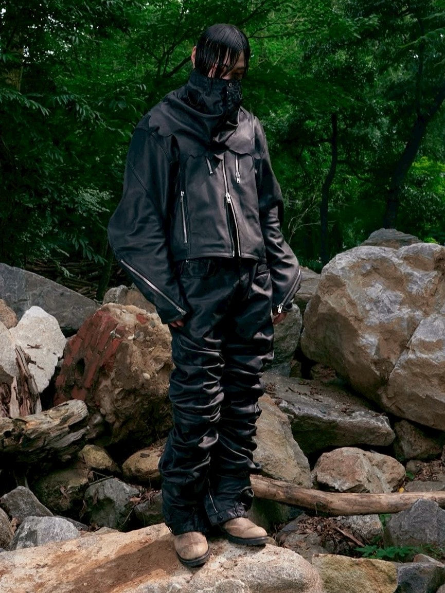 【SURGERY】surgery long length double jeans (coated black)
