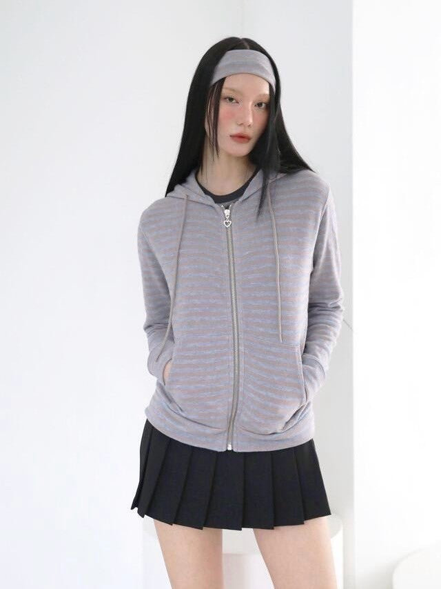 【Uglyshadow】US STRIPED HOOD ZIP UP
