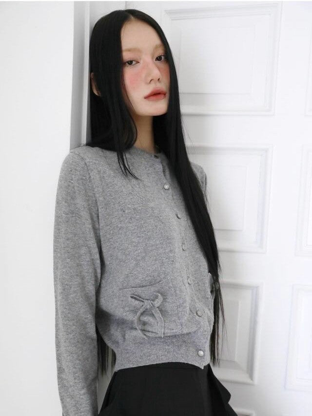 【Uglyshadow】KNIT RIBBON CARDIGAN