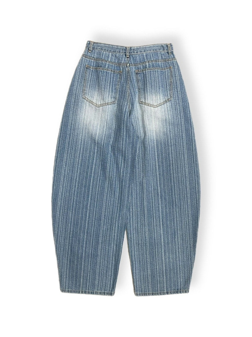 受注制【Chikashitsu +】wide stripe denim pants / 【チカシツプラス】ストライプボーダーワイドデニムパンツ