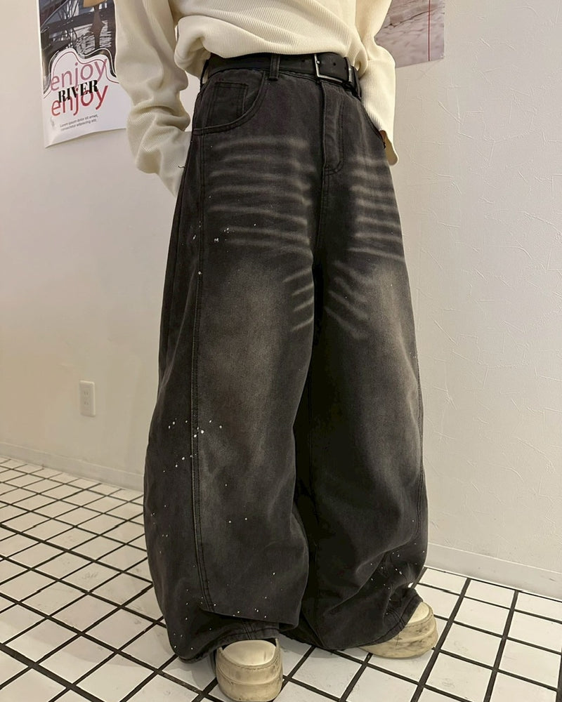 国際配送【LUV CODE】washed denim balloon pants