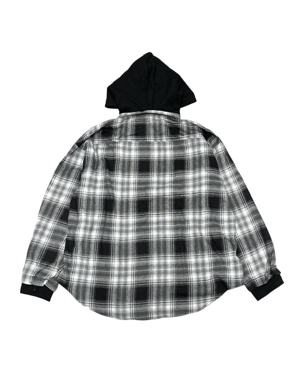 受注制【Never mind the XU】layered check shirts / 【ネバーマインドザエックスユー】レイヤードチェックフード長袖シャツパーカー