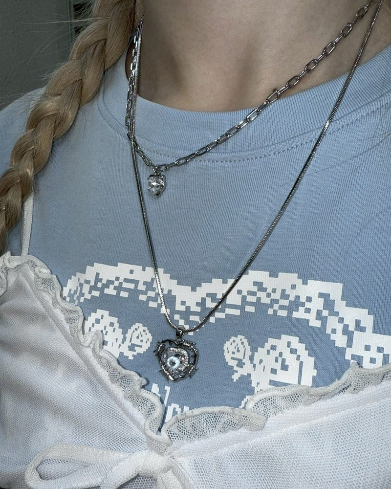 受注制【nmtc +】heart wire layered necklace