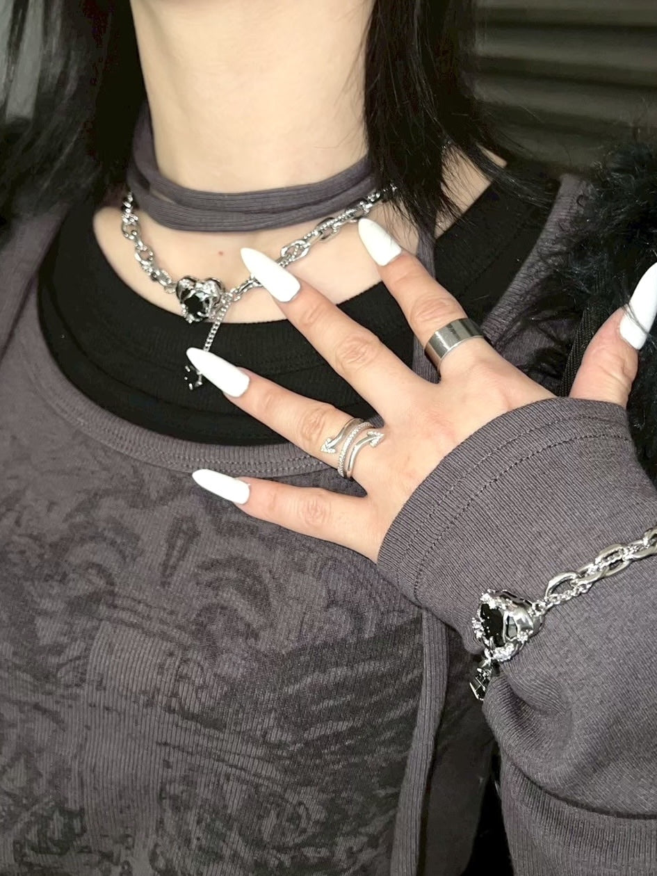 受注制【Never mind the XU】heart drop chain necklace (2color)