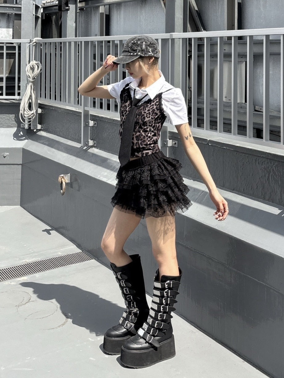 受注制【Never mind the XU】leopard camisole (2color)