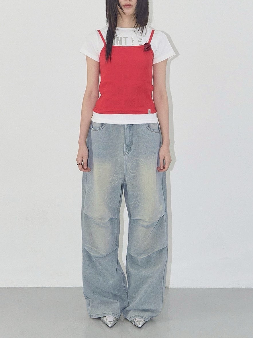 【FANCY CLUB】3-WAY LETTERING CORSAGE TEE