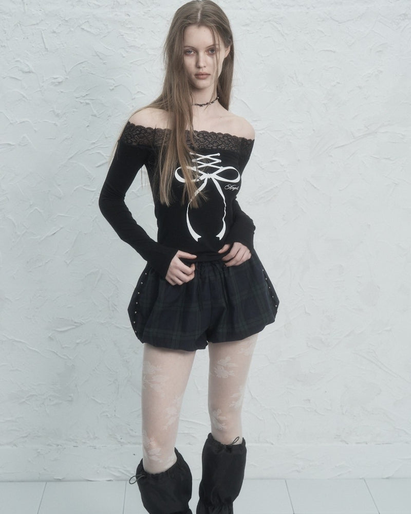 【SETUP‐EXE】LACE OFF- SHOULDER TOP