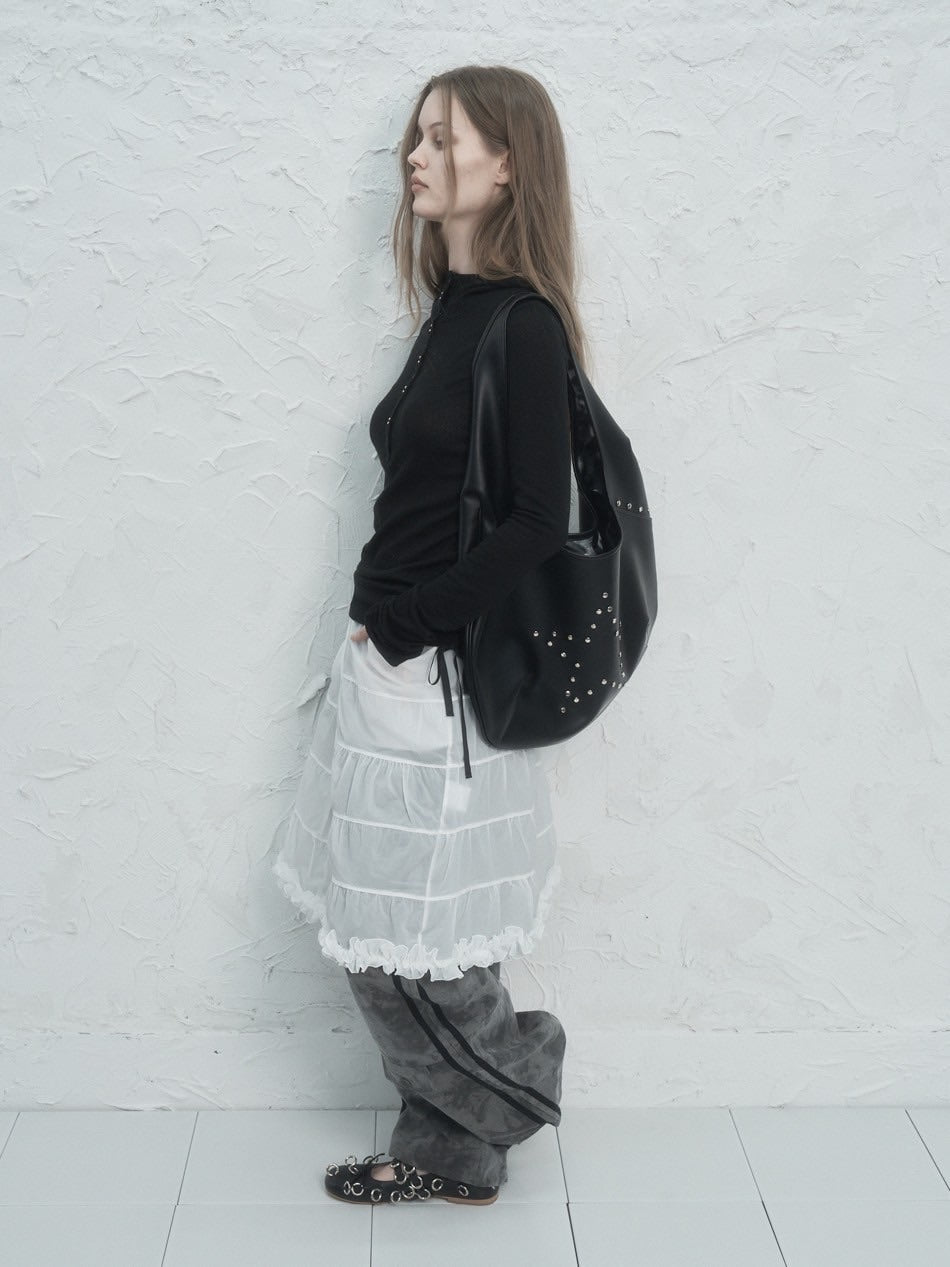 【SETUP‐EXE】RIVET BUTTON HOODIE TOP