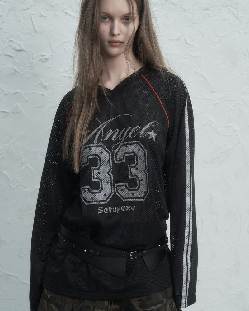 【SETUP‐EXE】V-NECK MESH SPORTS T