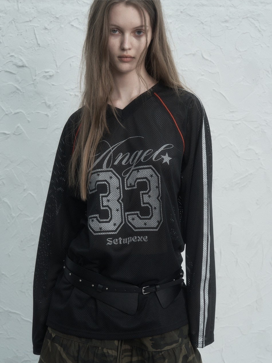 【SETUP‐EXE】V-NECK MESH SPORTS T