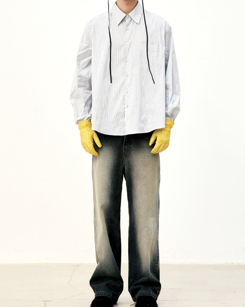【COOR】MULTI-PIN STRIPDO OVERSIZDO SHIRT