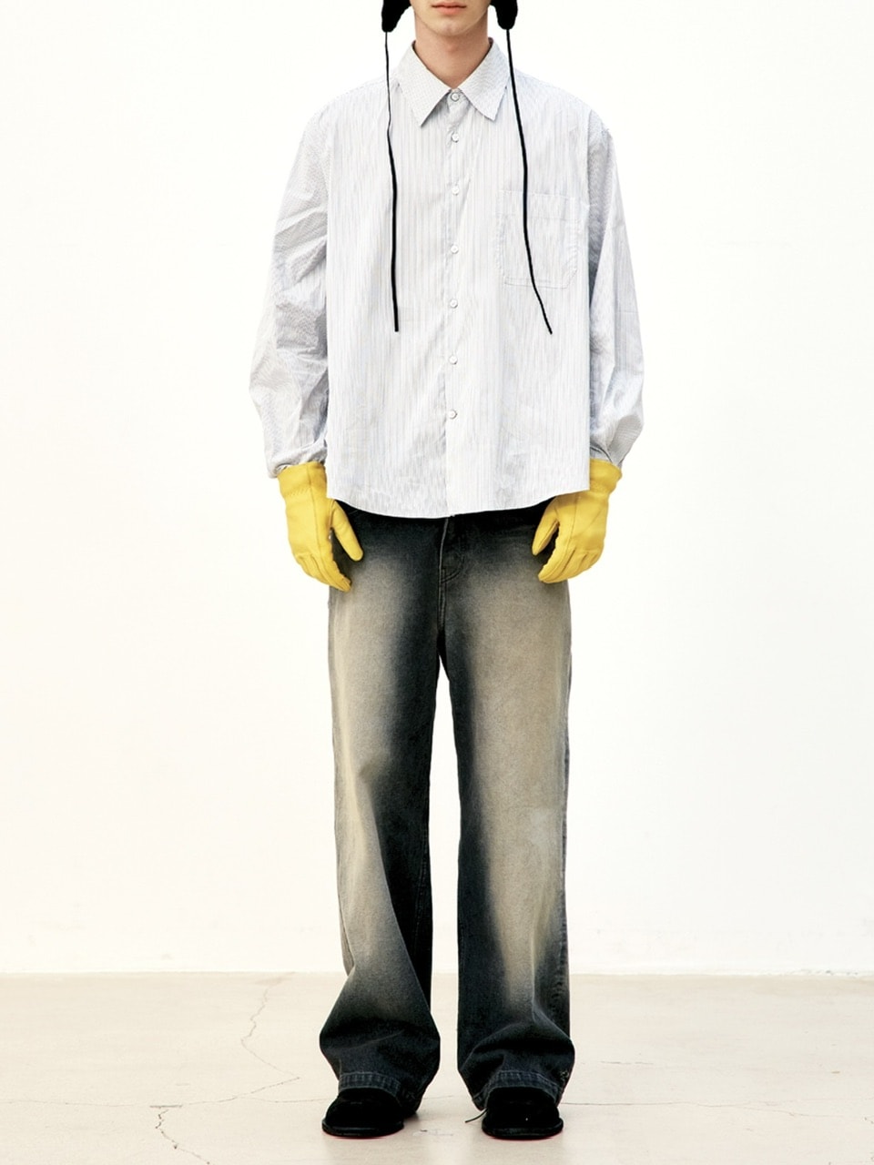 【COOR】MULTI-PIN STRIPDO OVERSIZDO SHIRT