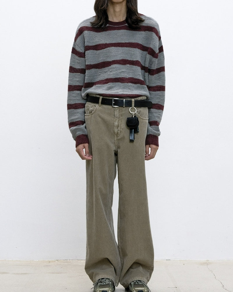 【COOR】HAIRY STRIPE KNIT